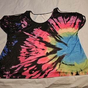 Shein Tye Dye Shirt With Opening on Shoulders Size 3x